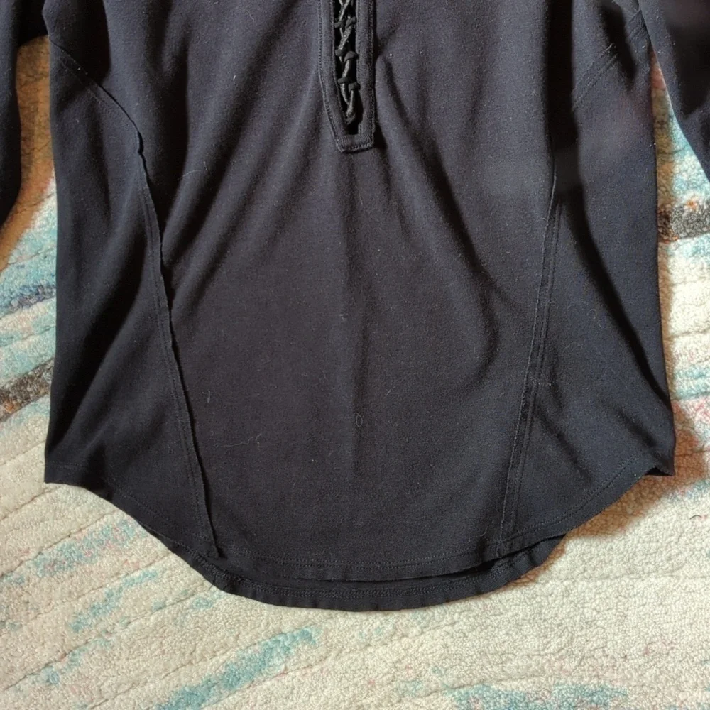 We the Free Jacqui Lace Up Black Top Small Grunge Goth Downtown
